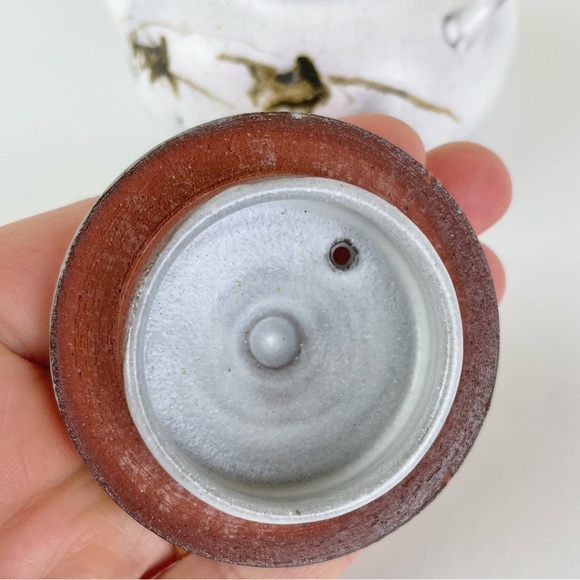Handmade Miniature Stonewear Teapot Shoji Hamada Style Bamboo Handle Lidded Bird - Picture 10 of 16